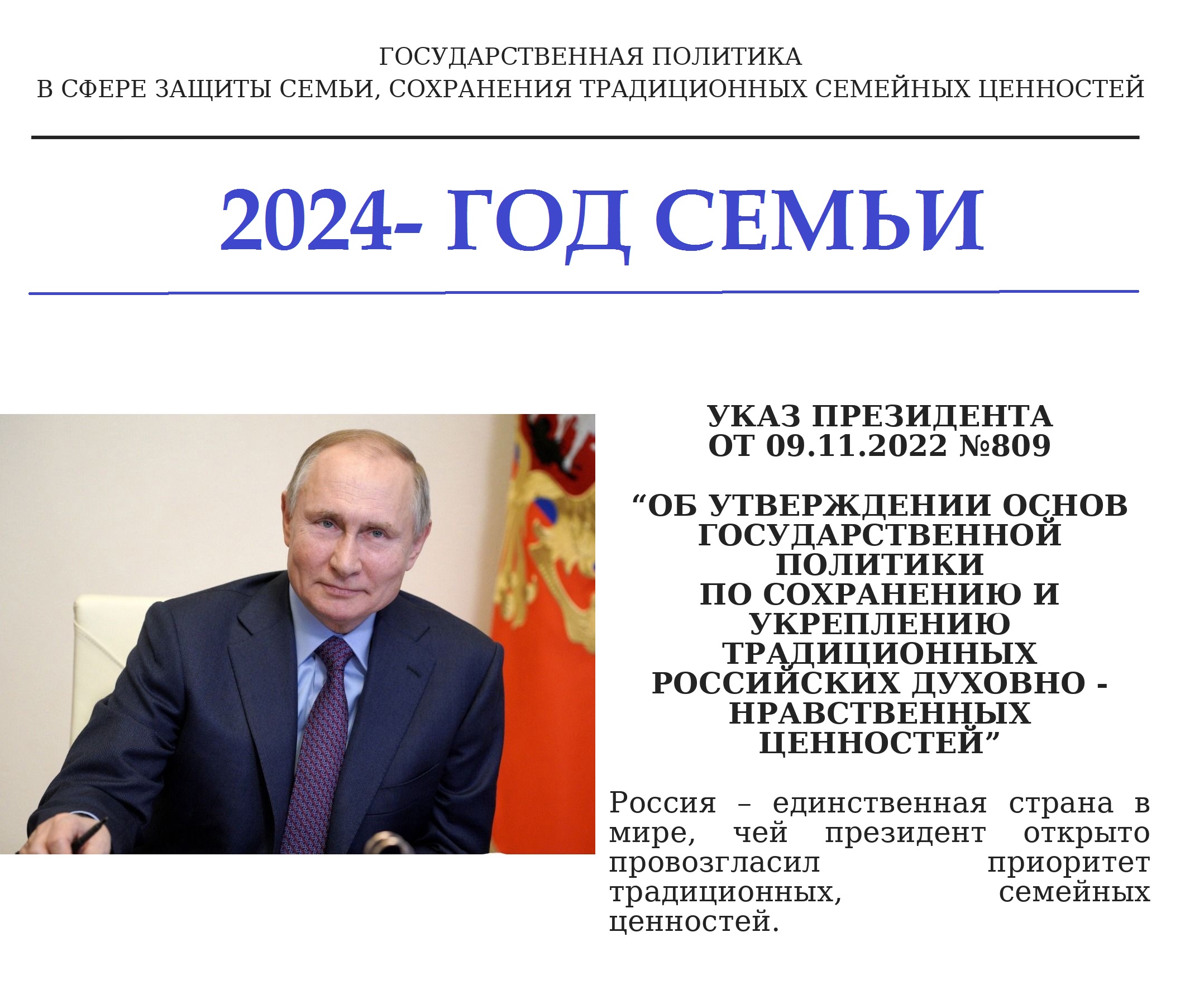 2024 Год семьи. План мероприятий школы.